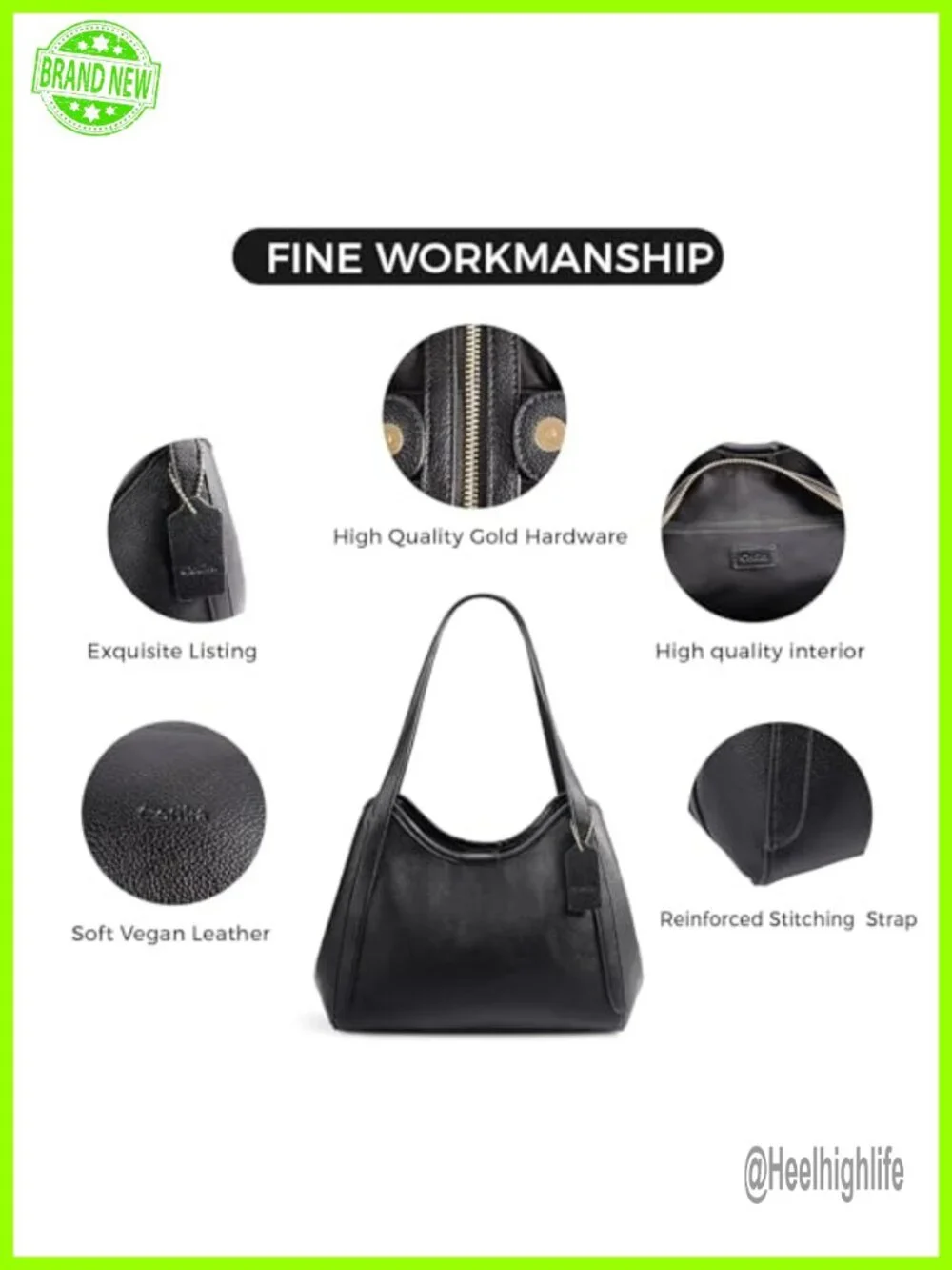 Hobo Bag Vegan Leather Shoulder Handbag Medium